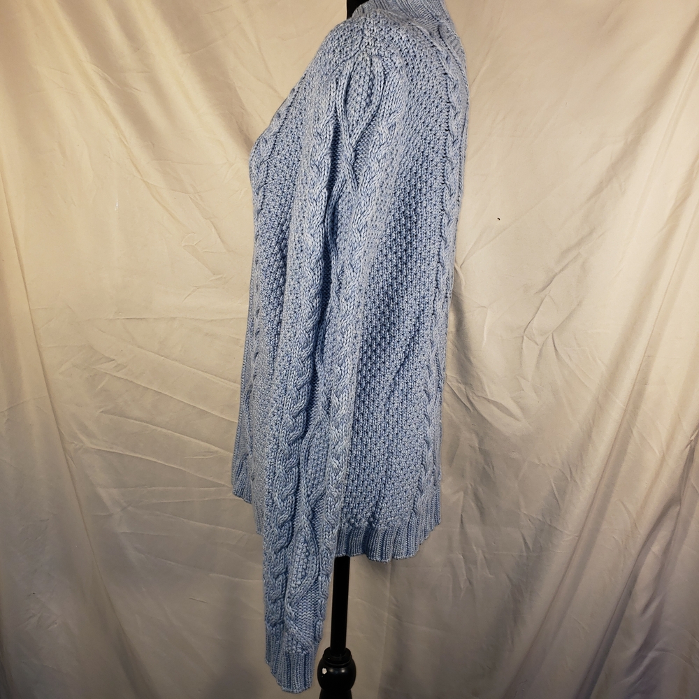 Elegant Jillian Nicole Light Blue Cable Knit Zip up Cardigan - L - Picture 3 of 5